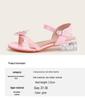 2025 Pink Bow Chunky Heel Open Toe Sandals for Girls