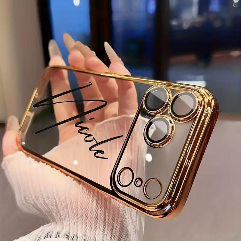 

Personalized Name Personalized Plating Transparent TPU Phone Case for iPhone 17 16 15 14 13 Pro Max Plus Air DIY Gift For iPhone 15 Pro