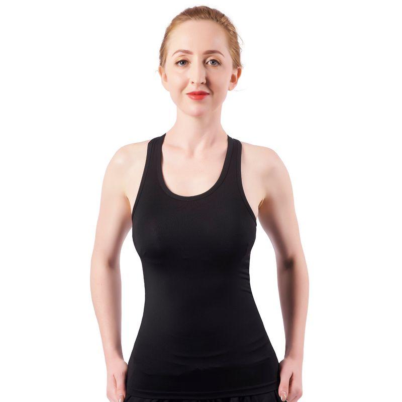 

Black New Yoga Wear Vest Women s Quick-Drying Nude Feel Fitness Running Black I-Shaped Sports Tops T-shirt Vest W73 Black (built-in chest pad) S