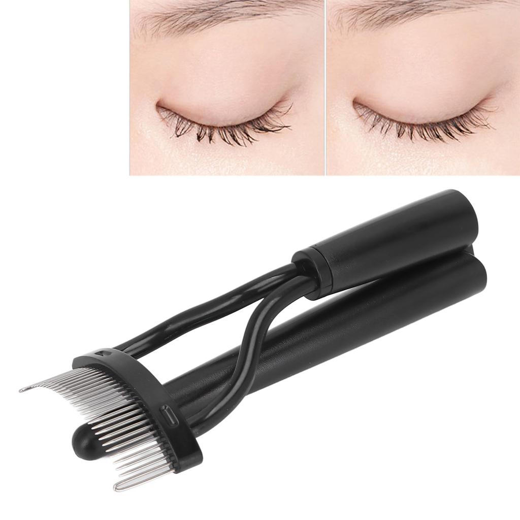 Eyelash Comb Folding Reusable Stainless Steel Eyelash Separator with Cover Cosmetic Tool Black