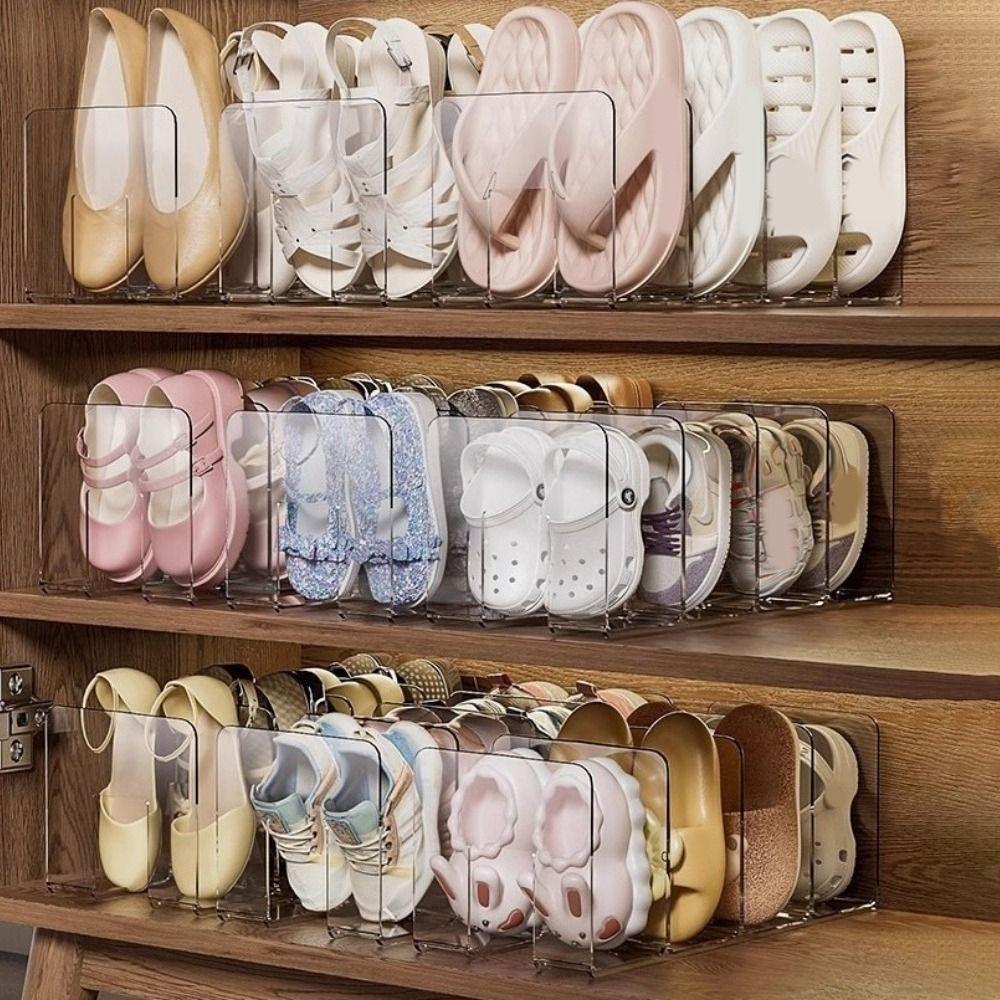 Space Saving Baby Shoe Rack Plastic Shoe Organizer Simple 4 Grids Shoe Storage Rack  Dormitory