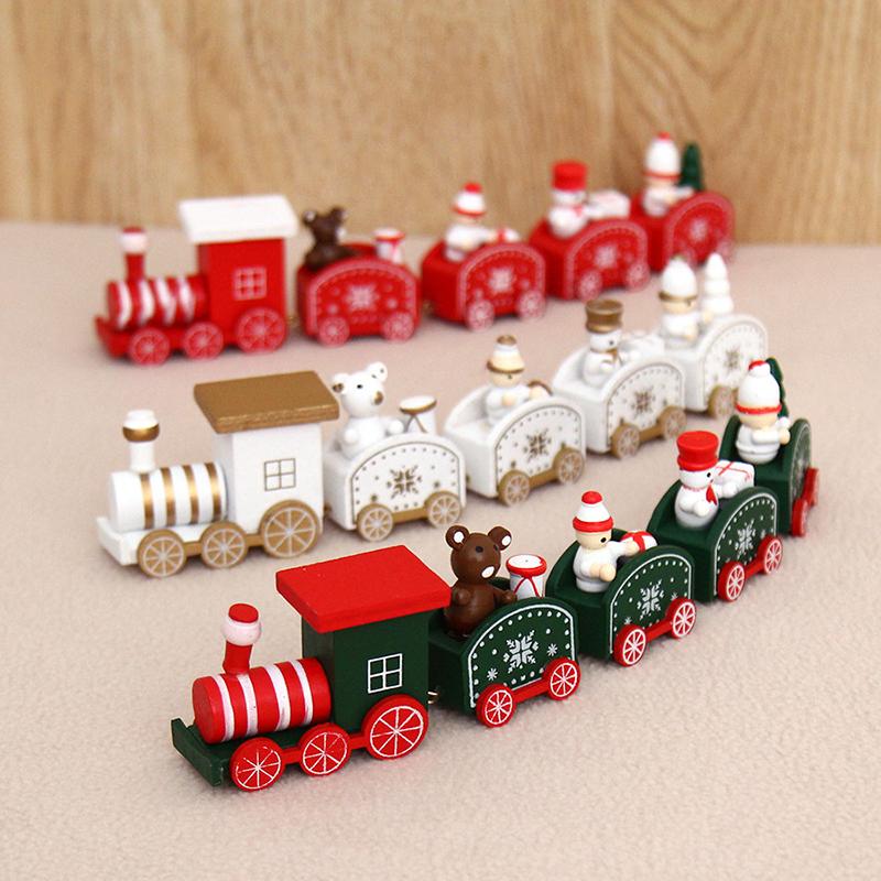 Holz-Weihnachtszug-Ornament, Weihnachtsdekoration für Zuhause, Weihnachtsmann, Geschenk, Spielzeug, Basteln, Tisch