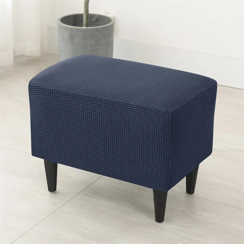 

1Pc Polar Fleece Ottoman Cover Elastic All-Inclusive Footstool Slipcovers Solid Color Footrest Protector Case For Living Room