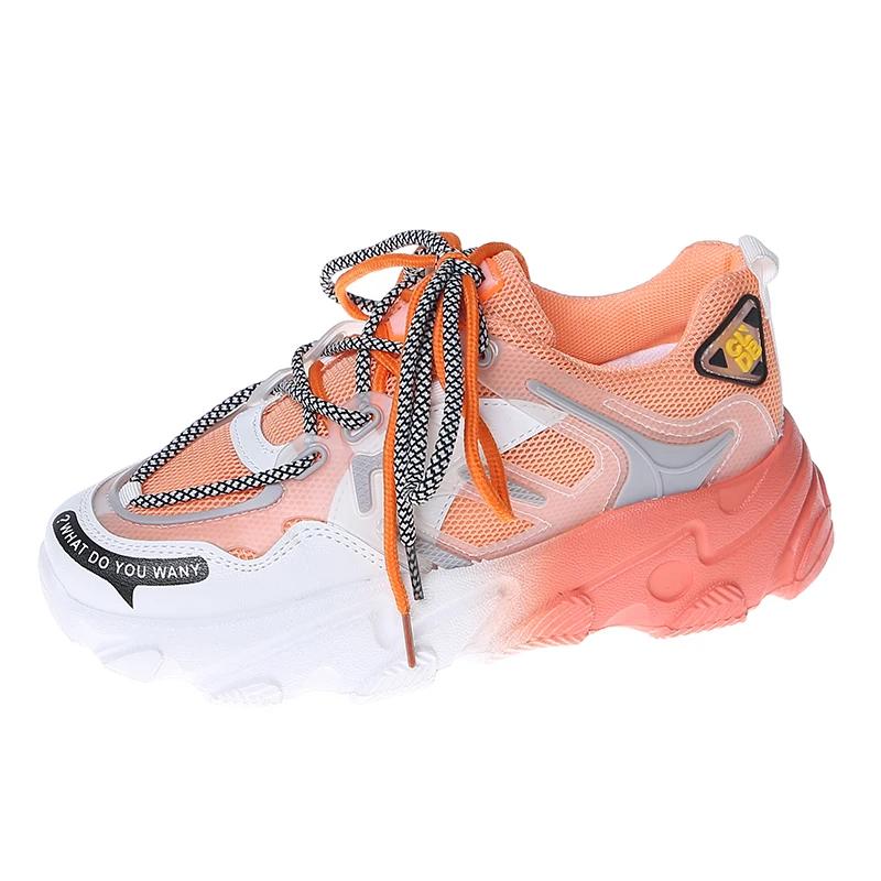 

Празднуйте 2025 Массивные кроссовки Женские Дышащие Беговые Платформа Дизайнерская обувь Женщина Весна Осень Сетка Повседневные Зеленые 40 42 оранжевый