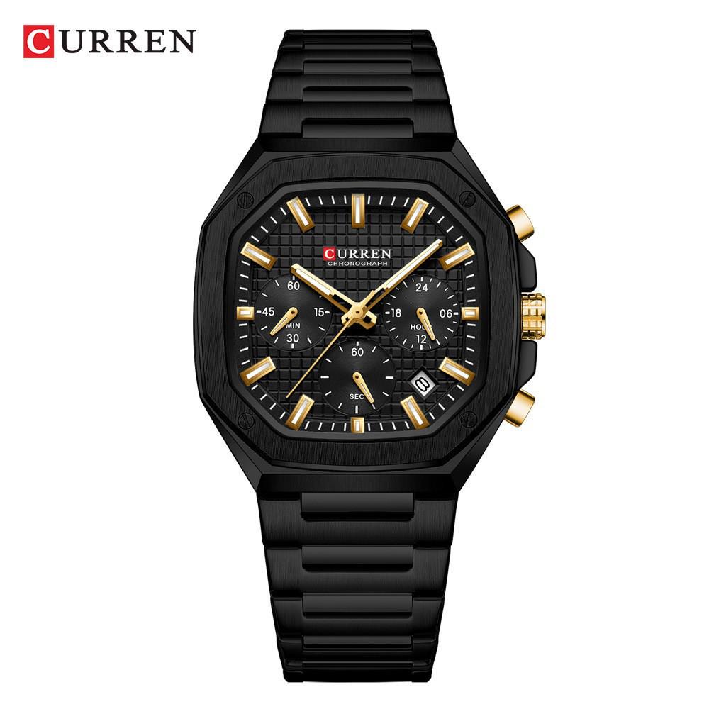 CURREN 8459 Men s Six-Hand Steel Band Business Watch with Calendar