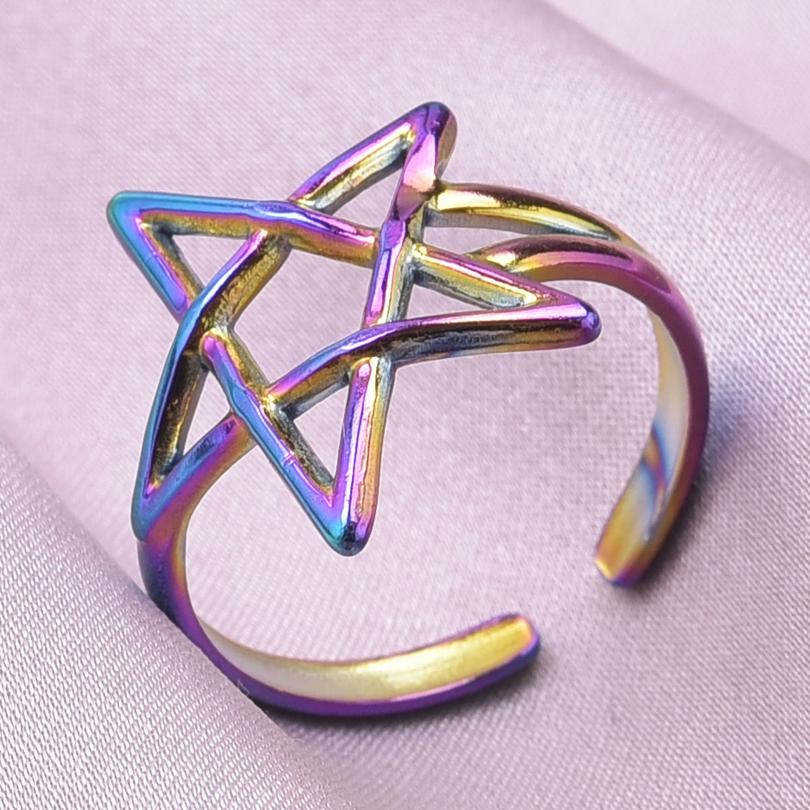 Rainbow Eye Horus Heart Star Ring Music Hip Hop Jewelry Stainless Steel Rings For Women Men Accessories Anillos Acero Inoxidable