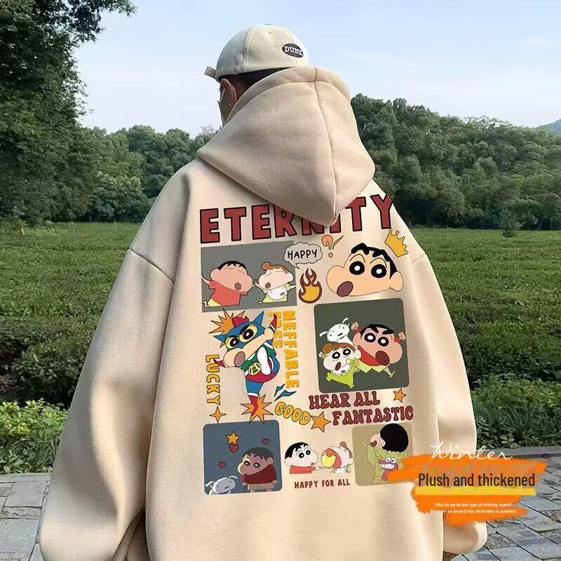 Men's 2024 New Hong Kong Style Trendy Loose Hooded Sweatshirt with Letter Print for Spring & Autumn.