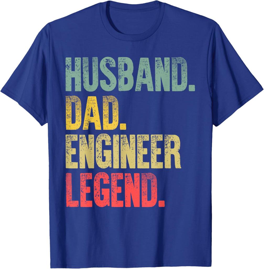 Funny Vintage Shirt Husband Dad Engineer Legend Retro TShirt Retro Graphic Tee Men