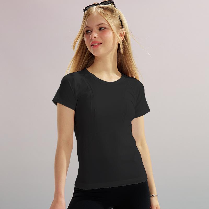 

Женский бесшовный нюдовый топ для йоги Double Poem - Облегающий крой, Высокая эластичность, Короткий рукав, Круглый вырез, для фитнеса и бега весной/летом Medium (95-105 jin)