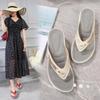Women's Slippers Summer Metal Button Slides Shoes Wedges Leisure Flip Flops Wedge Beach Sandals Women Outside Platform Slippers