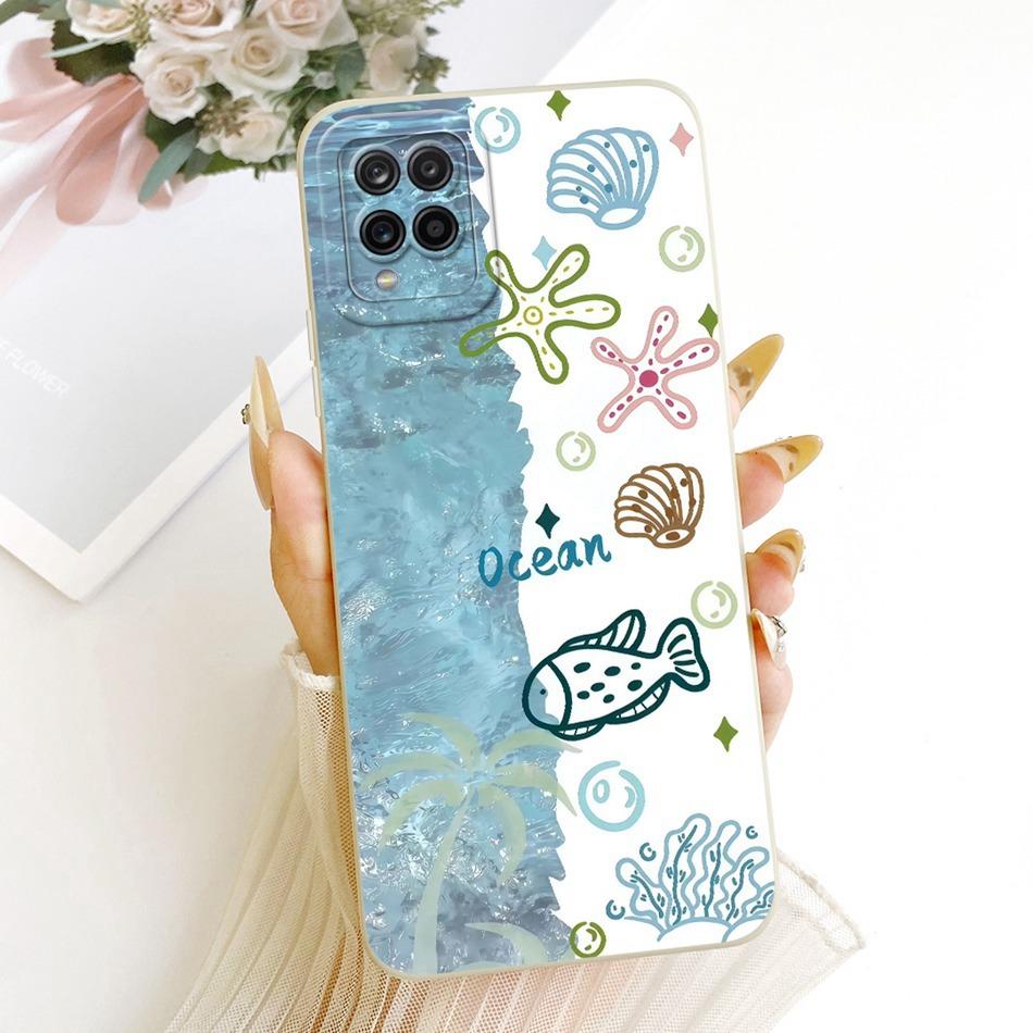 For Samsung Galaxy A12 M12 SM-A125F A127F Cute Cat Flower Butterfly Cartoon Phone Case Shockproof Soft Silicone Cases