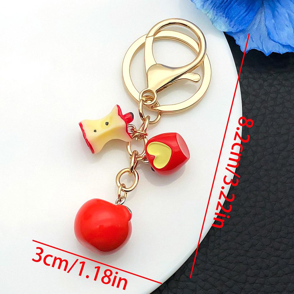 Creative Resin Red Heart Apple Keychain Pendant for Bags & Car Keys