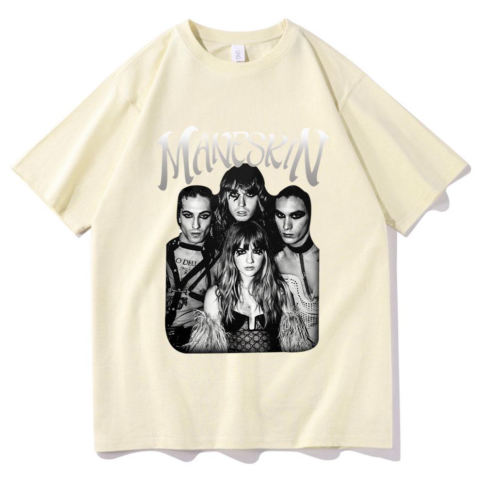 

Italian Rock Band Maneskin 2025 World Tour T-shirt Fashion Gothic Retro Men Women Loose Short Sleeve Casual T Shirts Streetwear 4XL