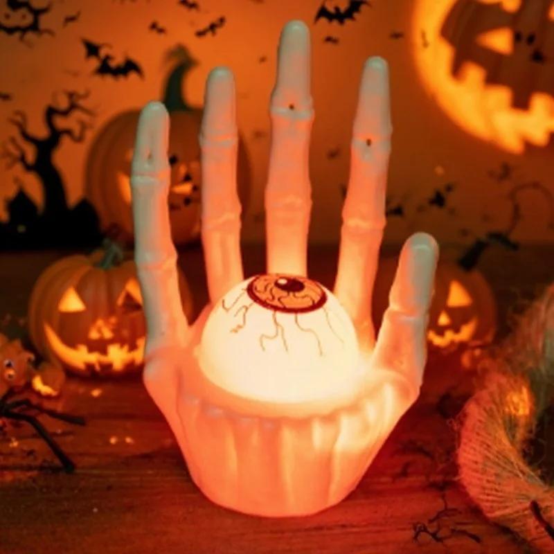 1-10PCS Halloween Scene Decoration Prop Pumpkin Lamp Ghost Hand Light for Haunted House Party Table Display and Holiday Decor