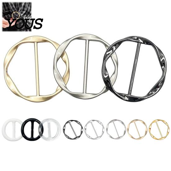 Multifunctional Shirt Clip Ties Clips for Women, Scarf Ring And Slides, T-Shirt Waist Tightener Cincher T-shirt Hem Knot Rings Large Long Tee Tie Up,