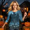 Women's Halloween Print Casual Round Neck -Quarter Sleeve for Holiday Party
