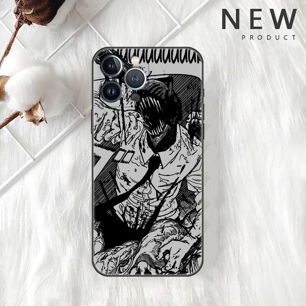 Pouzdro pro Apple iPhone 14 11 13 7 12 Pro 7 XR XS Max 8 Plus 6 14Pro 13Mini Černé Měkké Telefonní Coque Chainsaw Man Cool