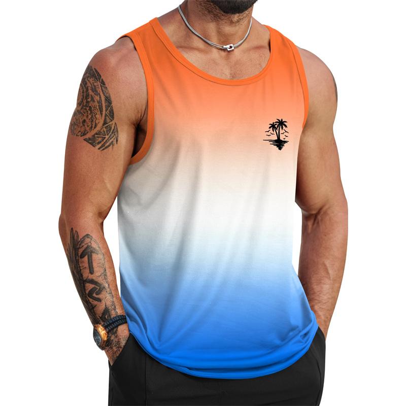 Camiseta sin mangas con estampado de palmera tropical para hombre, impresión 3D, sin mangas, verano, calle, hawaiana, playa, entrenamiento, fitness, camisetas