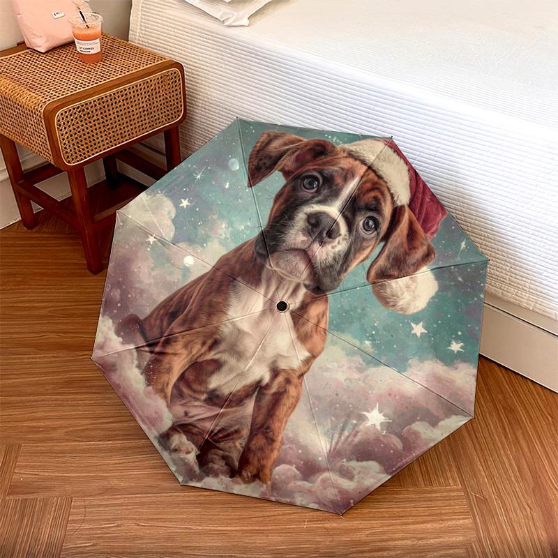 

1 PC Automatic Folding Umbrella - Boxer Puppy Pattern, Portable & Foldable Design with 8 Ribs, Christmas Birthday Gifts