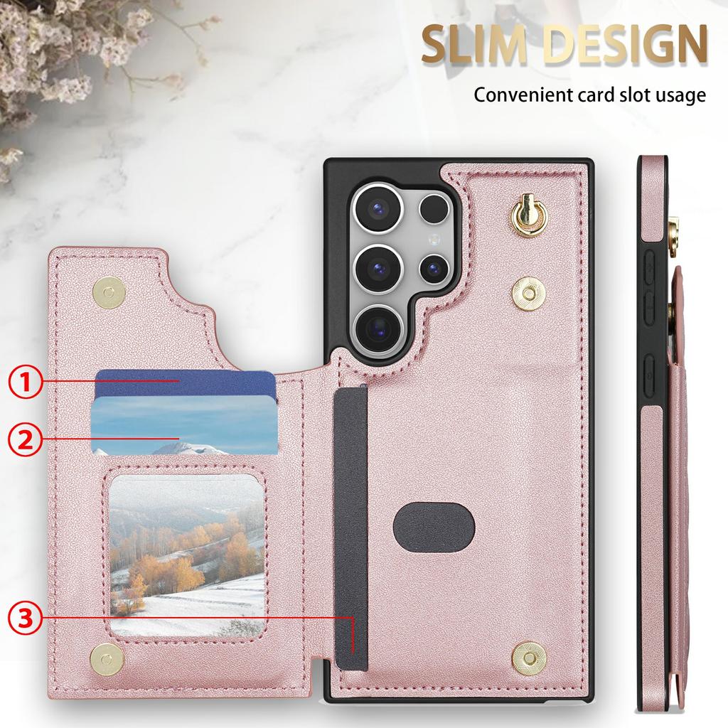 For Samsung Galaxy S24 Ultra Case with Wrist Strap Card Slots Rhombus Leather+TPU Phone Cover