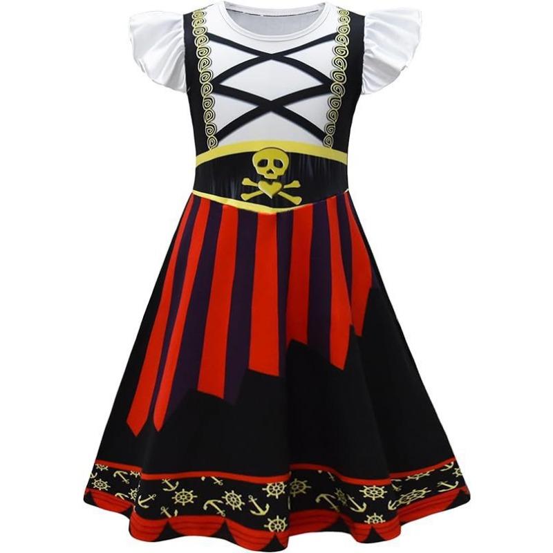 Christmas New Children'S Flying Sleeve Dress 3D Digital Printing Christmas Day Performance Dress
