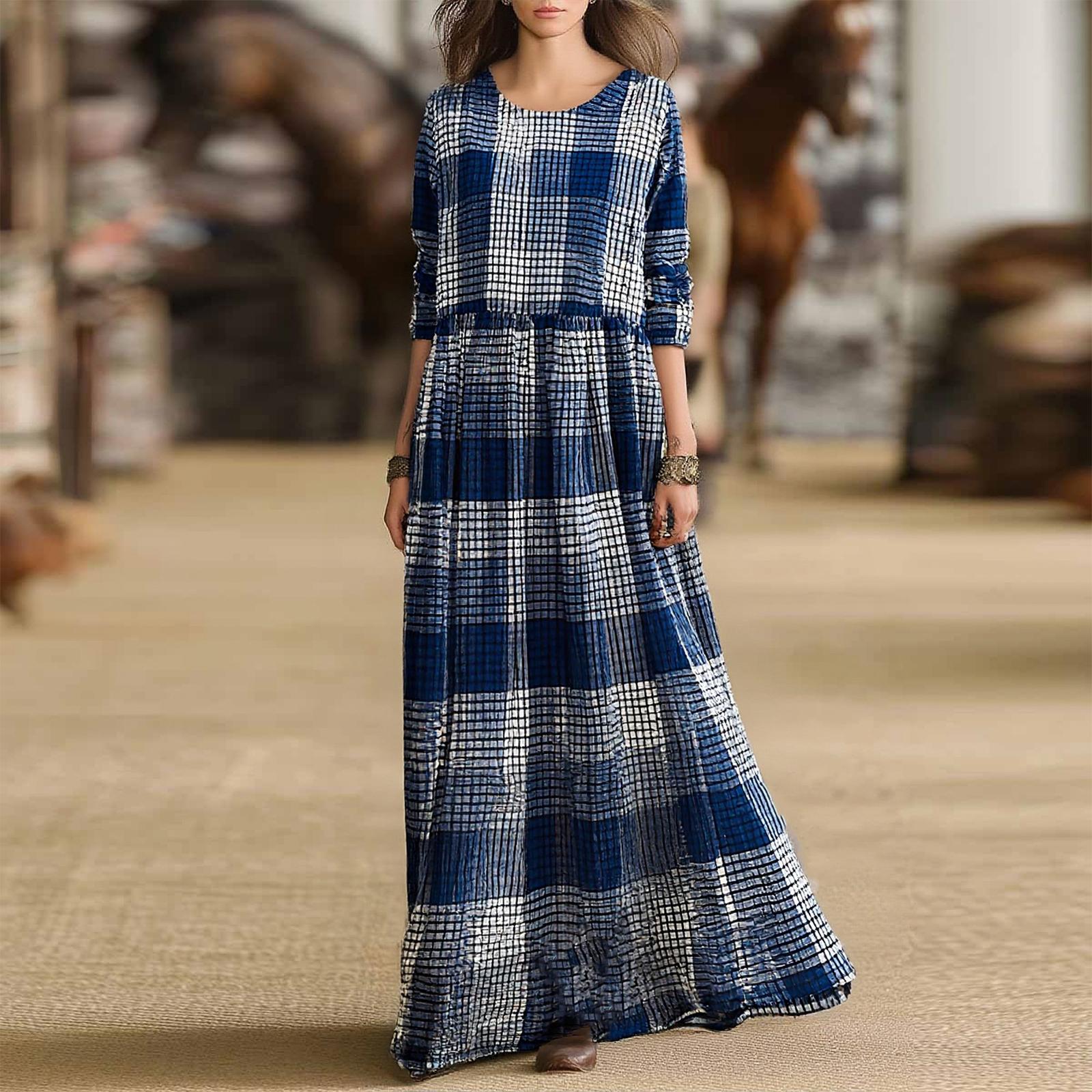 Женское элегантное платье-рубашка в клетку с длинным рукавом, модное платье с воротником-рубашкой в клетку L