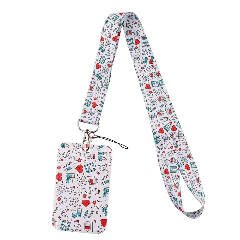 Lanyard Medico Infermiere Cinghie da Collo Porta Badge Tesserino Portachiavi Ciondolo Portachiavi Cellulare Copri Tessere Custodia Borsa