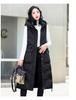 Damen Herbst Winter Kapuzen Ärmelloser Langer Weste Mantel Oberbekleidung Daunenjacke Baumwolle Gepolsterte Parkas Weste