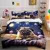 Adorable Pug with Starry Night Bedding Duvet Cover Set (1*Duvet Cover 2*Pillowcases, Without Duvet Insert)