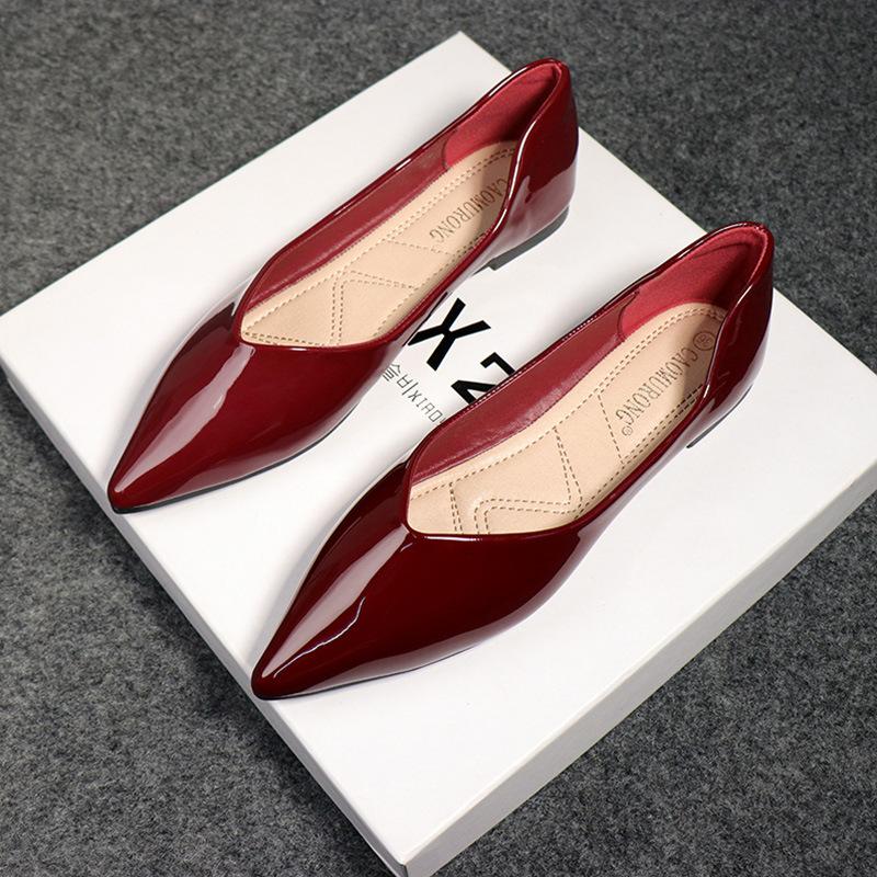 Fashion Large Size Flat Shoes for Women Spring Autumn New Fashion Rhinestone Shallow Mouth Boat Shoes Comfortable Pointed Luxury Shoes