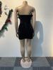 K3205 European and American Sequin Deep V Strapless Feather Bodycon Dress