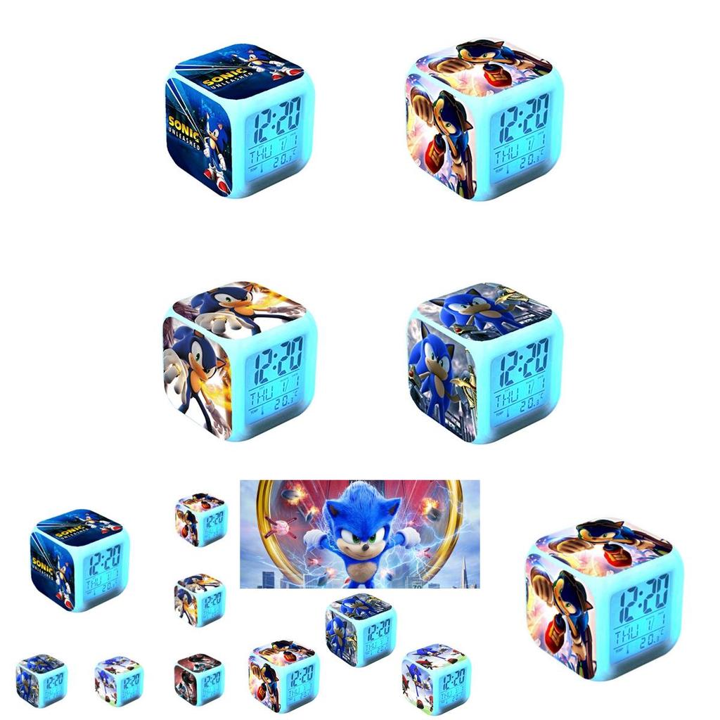 Sonic The Hedgehog Led 7-color Changing Night Light Alarm Clock Multifunctional And Thermometer Included