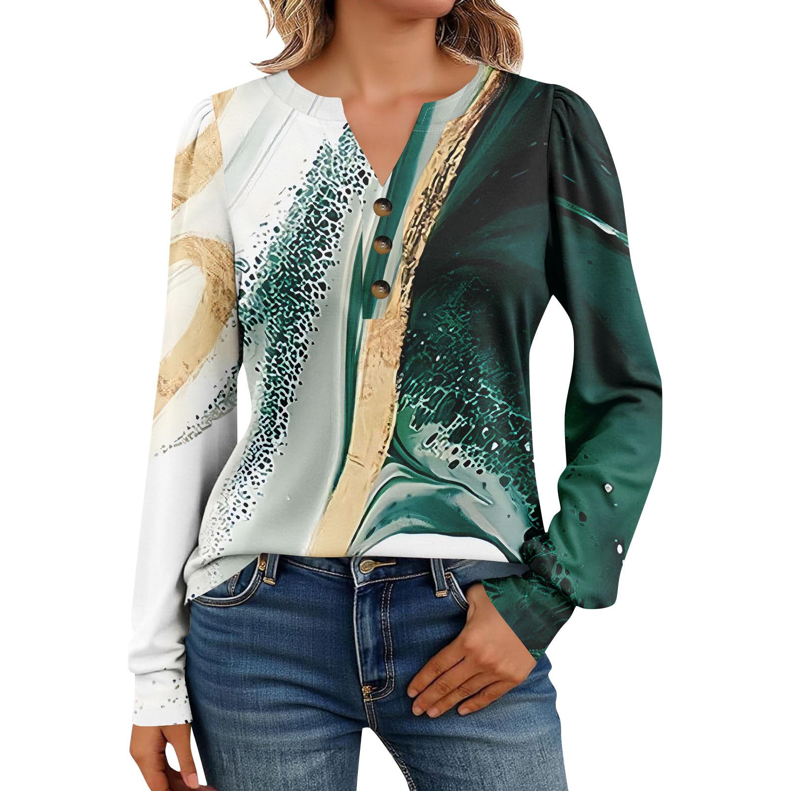 

Женские рубашки с длинным рукавом Хенли Повседневные топы Модные блузки Милые футболки XL