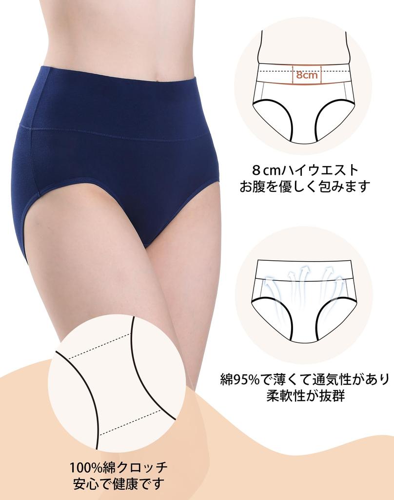 INNERSY Cotton Deep Plus Set of Dark Color Women's High-Waisted Panties, Underwear, Non-Digging, Fit, Sizes, 5, M-3XL (3XL, 1)