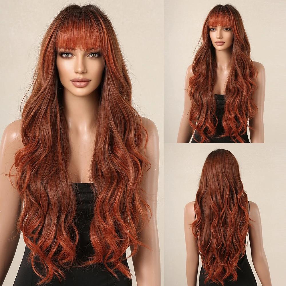 Ροζ μακριά κυματιστή συνθετική περούκα με κτυπήματα Halloween Lolita μαλλιά για λευκές γυναίκες Πολύχρωμη Cosplay φυσική περούκα ανθεκτική στη θερμότητα ίνα