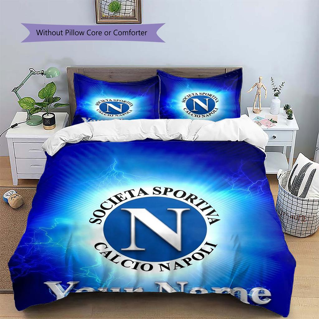 SSC Napoli Custom Name Pattern Bedding,Quilt Set Quilt Cover Pillowcase Home Birthday Gift(1 * duvet cover + 2 * pillowcase, without core)