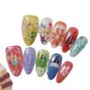 Uñas de Flor de Dibujos Animados Hechas a Mano de 10 Piezas - Dulce, Brillantes, Diseño de Alta Gama