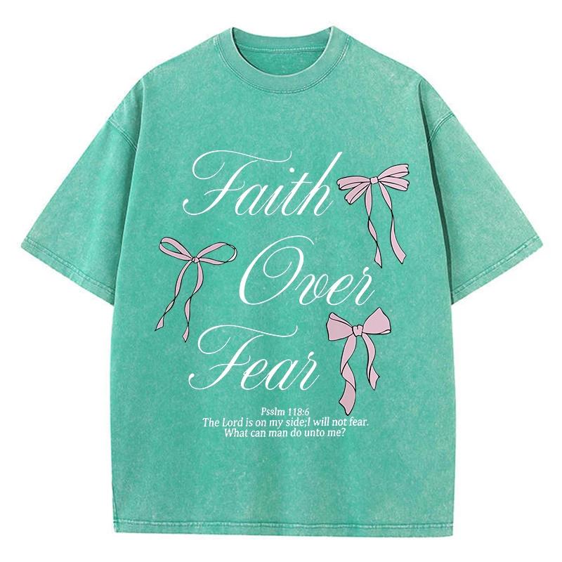Pink Bow Letter Printed Washed T-shirt  Cotton Top Comfortable Anti Wrinkle Round Neck T-shirt Summer Neutral