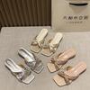 French square head open-toed cool slippers women's outer wear 2025 spring and summer new super gentle fairy style with skirt sandals