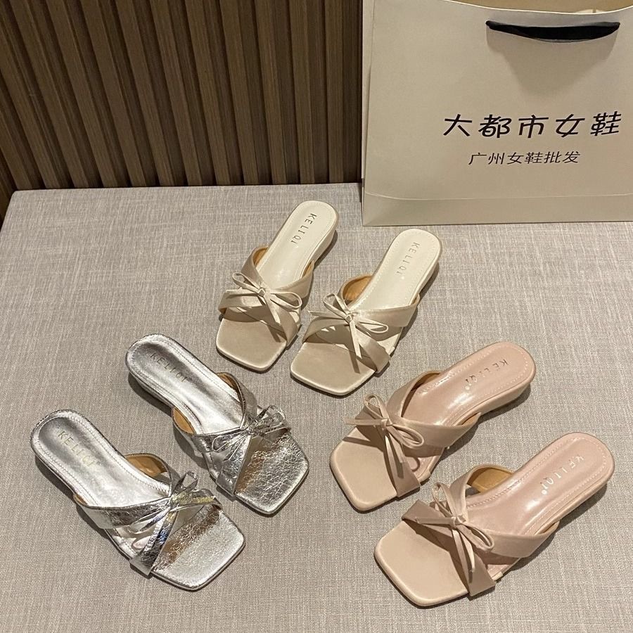 French square head open-toed cool slippers women's outer wear 2025 spring and summer new super gentle fairy style with skirt sandals