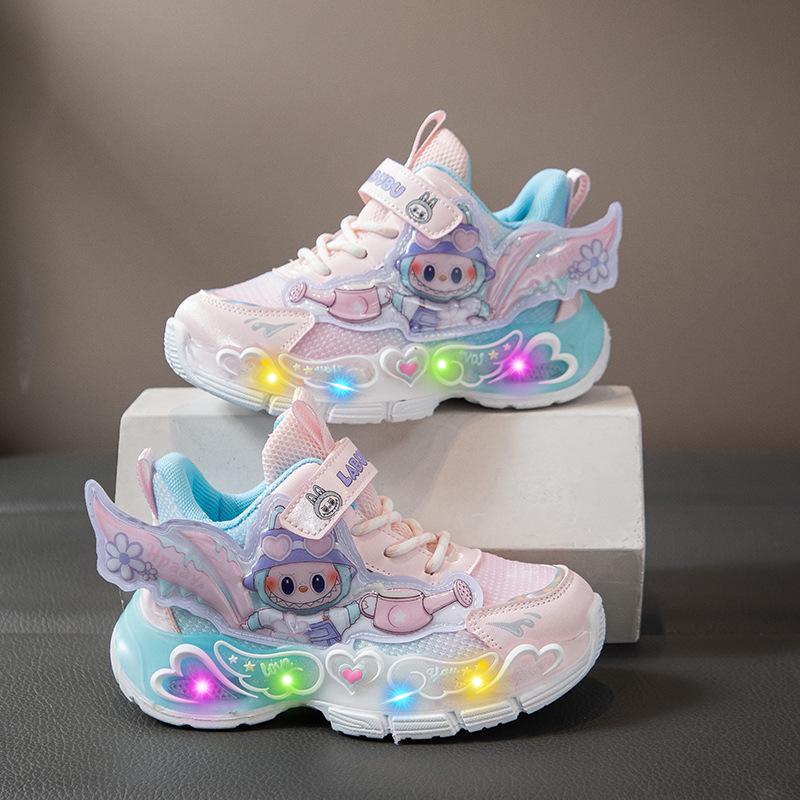 

Кроссовки Labubu 2025 Осень со светящейся подошвой для девочек младшего школьного возраста Size 36, 22.3cm розовый