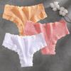 FINETOO 3Pcs Cotton Lace Patchwork Bikini Panties Women Seamless Floral Print Brazilian Pants Low Waist Breathable Female Sexy Lingerie