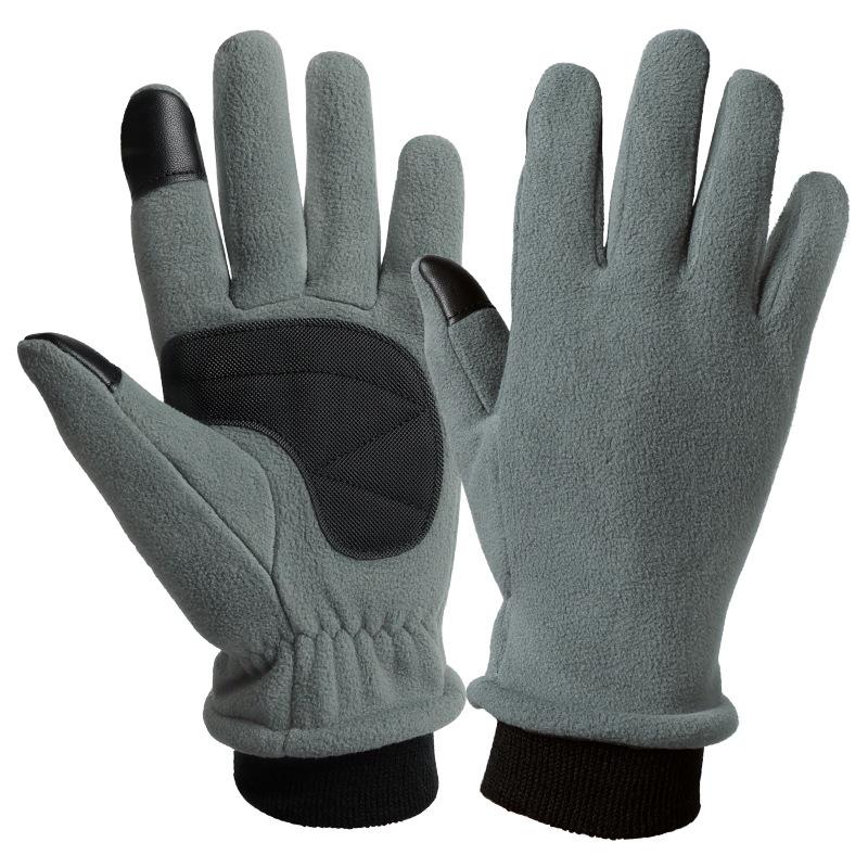 Winter Warm Gloves Fleece Double Thickened Coldproof Gloves Student Riding Electric Bike Bike Fleece Gloves