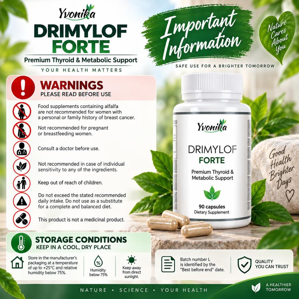 Yvonika Drimylof Forte – Premium Thyroid & Metabolic Support, 90 Capsules
