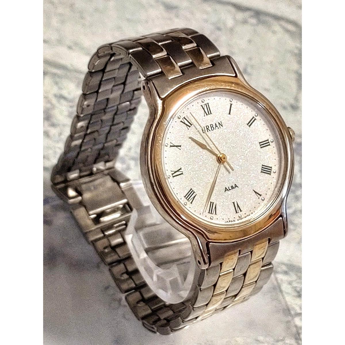 Stylish and luxurious SEIKO URBAN ALBA Seiko Urban Alba men s watch Roman index gold silver working item