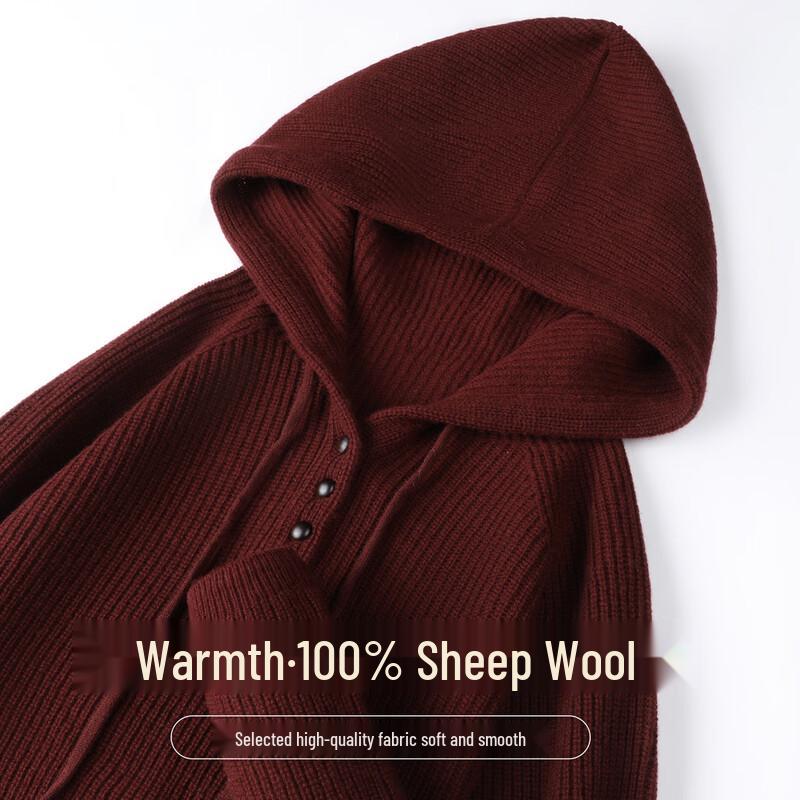Snowflying Women s 100% Wool Hooded Sweater M