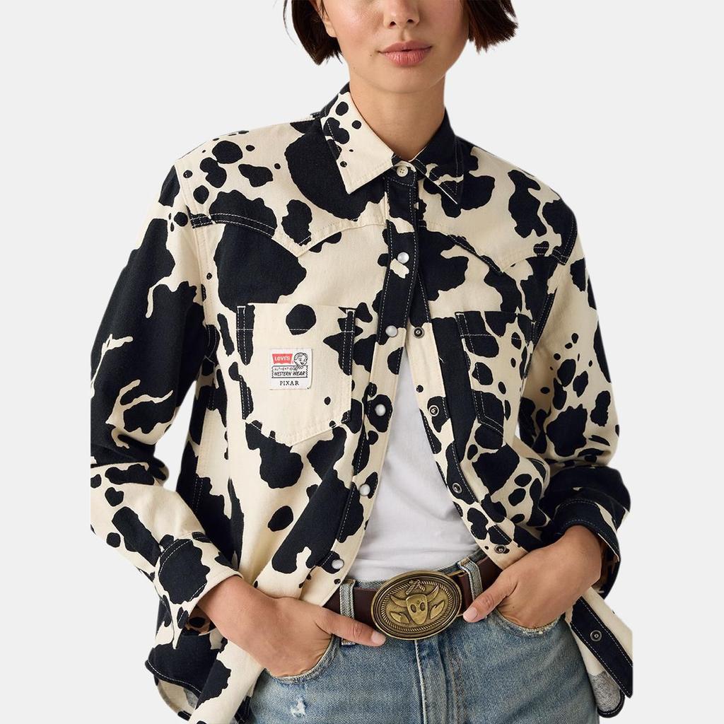Levis X Toy Story Collaboration FW25 French Vintage Cow Print Long Sleeve Shirt Men Shirts 0034F0000