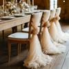 24Pcs 70x200cm Wedding Chair Decor Semi Sheer Tulle,for Wedding,Party,Churches,for Aisle Accents and Chair Adornments,Gift Decor