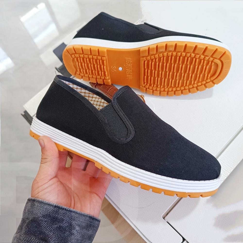 Cloth shoes breathable sweat-absorbing rubber sole casual shoes handmade lasagna black cloth shoes