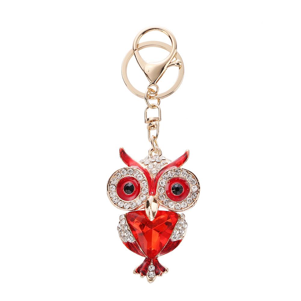 Decorative Keychain with Rhinestones, Hollowed-out Owl Keychain, Backpack Pendant, Fashionable Style, Animal Motif